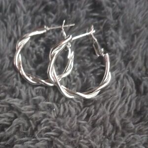 Elegant Silver Twisted Hoop Earrings